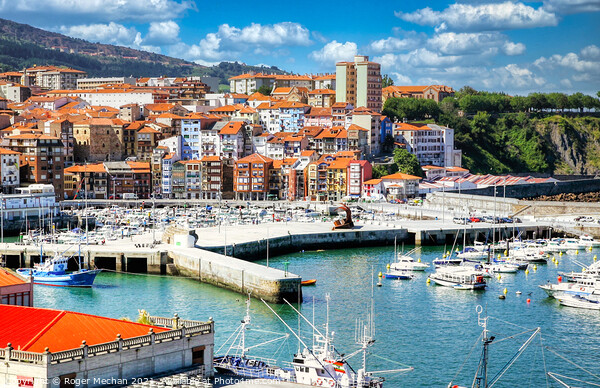 Serene Bermeo Harbour Reflections Picture Board by Roger Mechan