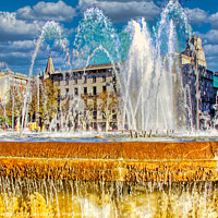 Buy canvas prints of Fountains in Catalunya Square Barcelona by Roger Mechan