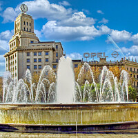 Buy canvas prints of The Opel Building and its Fountains by Roger Mechan