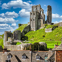 Buy canvas prints of Corfe Castle Dorset: A Story of War and Ruin by Roger Mechan