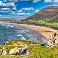 Buy canvas prints of Serene expanse of Rhossili Bay by Roger Mechan