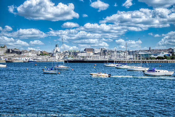 A Vibrant Harbour Scene Picture Board by Roger Mechan