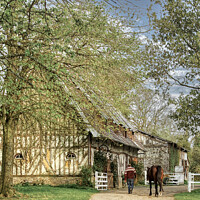 Buy canvas prints of Tranquil Horse Stables in Rural Normandy by Roger Mechan