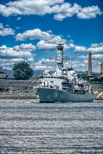Royal Navy Frigate Entering Plymouth Sound Picture Board by Roger Mechan