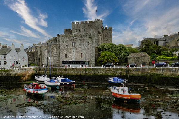 Castle Rushen's Harbour View Picture Board by Roger Mechan