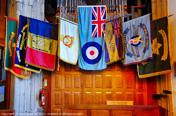 Military flags in church in Remembrance of service rendered Picture Board by Roger Mechan