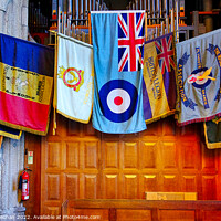 Buy canvas prints of Military flags in church in Remembrance of service rendered by Roger Mechan