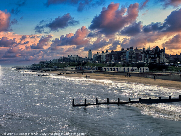 Sunset Glow on Southwold Beach Picture Board by Roger Mechan