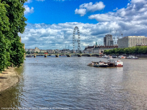 London's Iconic River Scene Picture Board by Roger Mechan