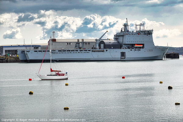RFA ship Cardigan Bay moored at HMS Drake Picture Board by Roger Mechan