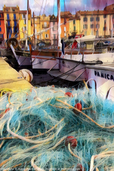 The Rustic Charm of St Tropez's Fishing Harbour Picture Board by Roger Mechan