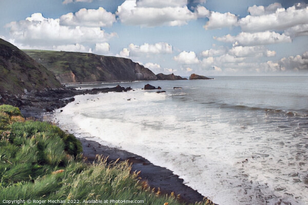 Serene Welcombe Mouth Bay Picture Board by Roger Mechan