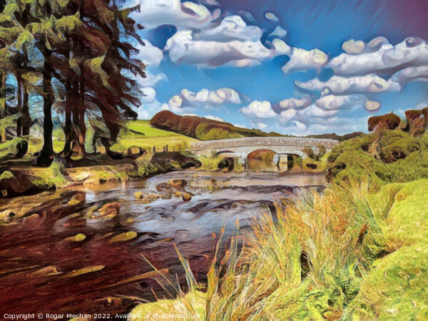Serene Bridge over Dart River Picture Board by Roger Mechan