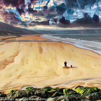 Buy canvas prints of Golden Sands of Woolacombe Bay by Roger Mechan