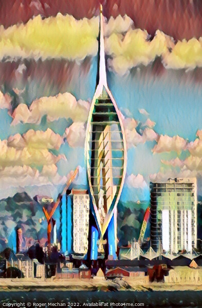 Towering over Portsmouth Picture Board by Roger Mechan