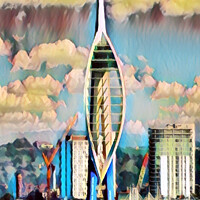 Buy canvas prints of Towering over Portsmouth by Roger Mechan