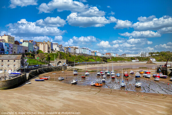 Colourful Tenby Beachscape Picture Board by Roger Mechan