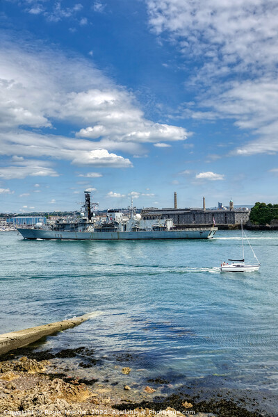 The Mighty HMS Kent Arrives Picture Board by Roger Mechan