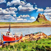 Buy canvas prints of Red Boat at Lindisfarne by Roger Mechan