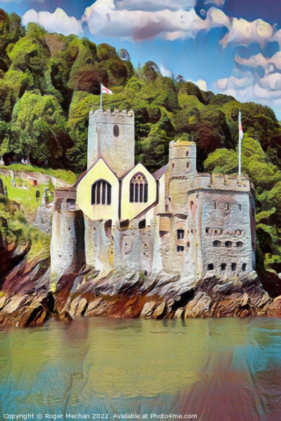 Tudor Fortress on River Dart Picture Board by Roger Mechan
