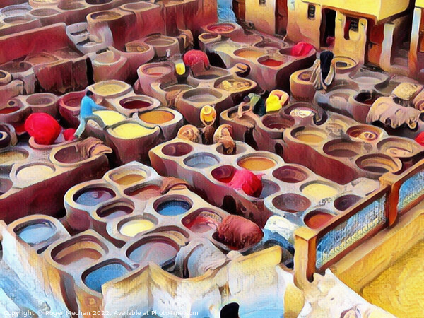 Vibrant Dye Pits of Fez Tanneries Picture Board by Roger Mechan