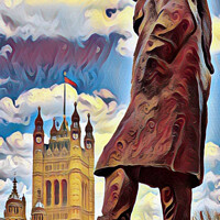 Buy canvas prints of Churchill's Monumental Presence by Roger Mechan