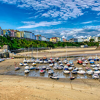 Buy canvas prints of Colourful Tenby Harbour by Roger Mechan