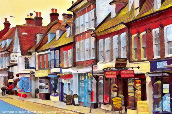 Colourful High Street Shops in Blandford Forum Picture Board by Roger Mechan