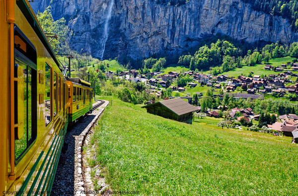 Alpine Train Descending Picture Board by Roger Mechan