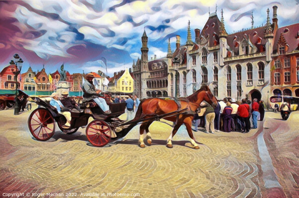 Serene Carriage Ride through Bruges Picture Board by Roger Mechan