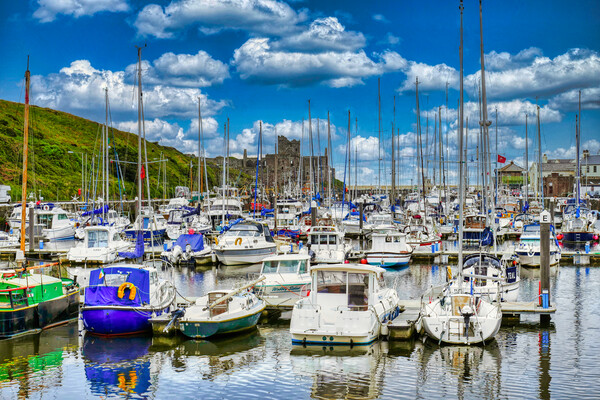 Picturesque Peel Castle and Marina Picture Board by Roger Mechan