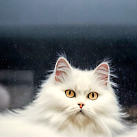Buy canvas prints of Blooming White Persian Cat by Roger Mechan