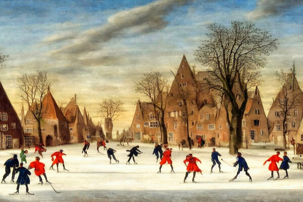 Winter Wonderland Skating Picture Board by Roger Mechan