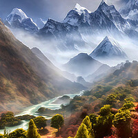 Buy canvas prints of Enchanting Snowy Mountain Landscape by Roger Mechan