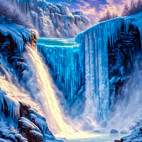 Buy canvas prints of Frozen Waterfall Wonderland by Roger Mechan