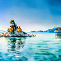 Buy canvas prints of Enchanting Islands Emerging from Serene Mediterran by Roger Mechan