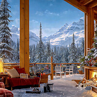 Buy canvas prints of Snowy Peaks from Swiss Chalet by Roger Mechan
