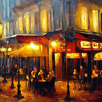 Buy canvas prints of Night in Montmartre by Roger Mechan