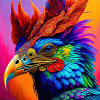 Buy canvas prints of Rainbow Rooster by Roger Mechan