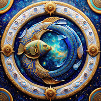 Buy canvas prints of Pisces - The Water Dance by Roger Mechan