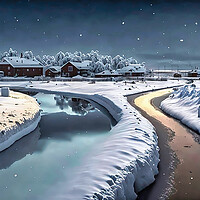 Buy canvas prints of Arctic Village under a Starry Night by Roger Mechan