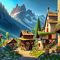 Buy canvas prints of Enchanting Snowy Medieval Village by Roger Mechan