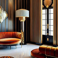 Buy canvas prints of Glamorous Art Deco Lounge by Roger Mechan