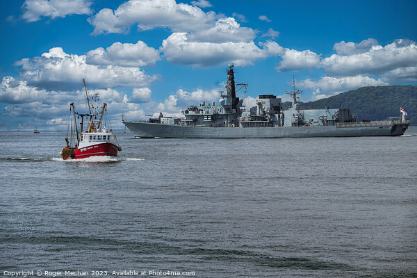 "Graceful HMS Portland Sailing in Plymouth Sound" Picture Board by Roger Mechan