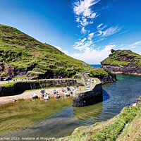 Buy canvas prints of Boscastle harbour Cornwall by Roger Mechan