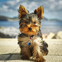 Buy canvas prints of A close up of a Yorkshire Terrier puppy by Roger Mechan