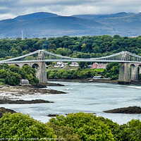 Buy canvas prints of Crossing the Iconic Menai Bridge Anglesey by Roger Mechan