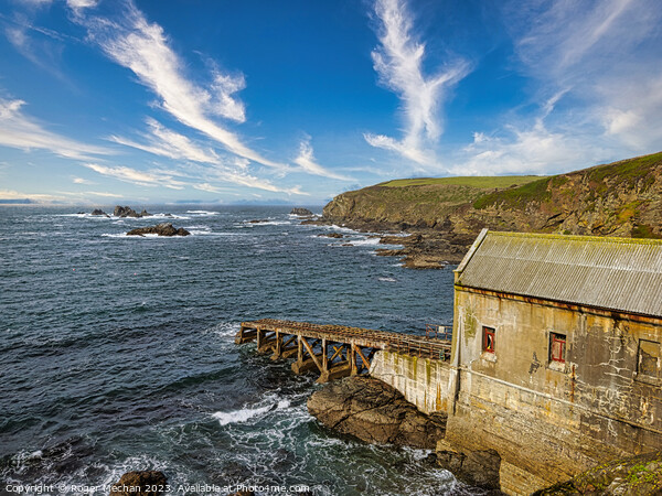 The old lifeboat station the Lizard peninsula Corn Picture Board by Roger Mechan
