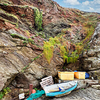 Buy canvas prints of Old boat on the slipway on the Lizard peninsula Cornwall by Roger Mechan