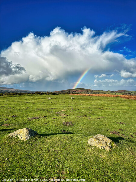Dartmoor's rainbow sky Picture Board by Roger Mechan